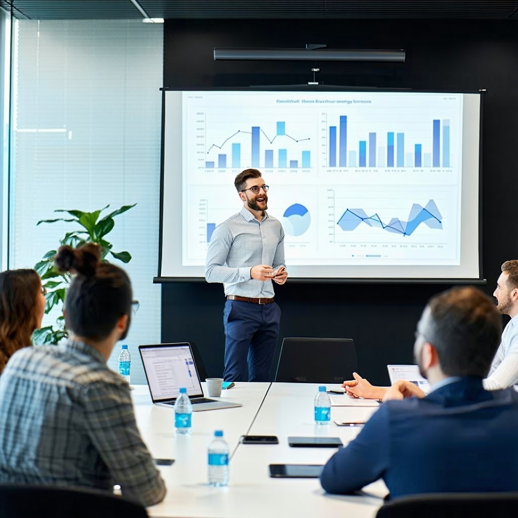 someone giving a presentation to a trade group